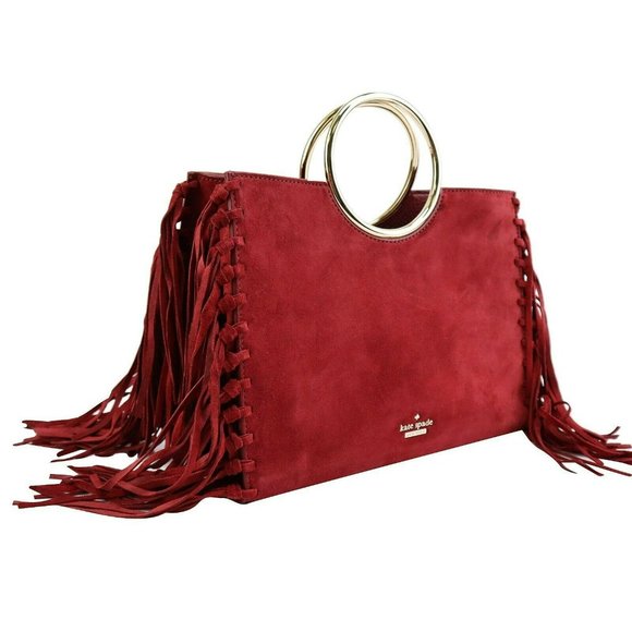 Suede Fringe Sam Bag in SIENA RED